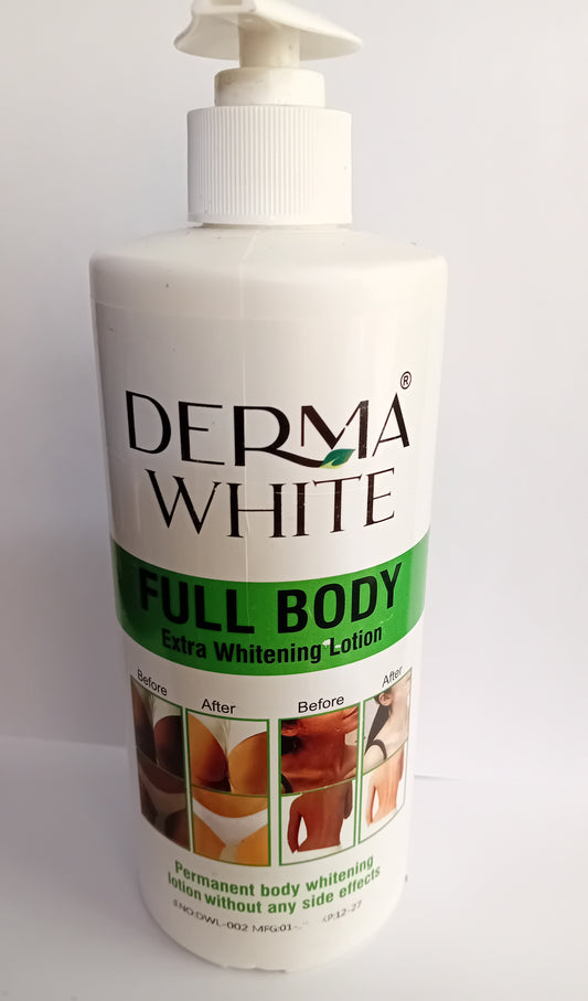 Derma White full body lotion bottle on a white background