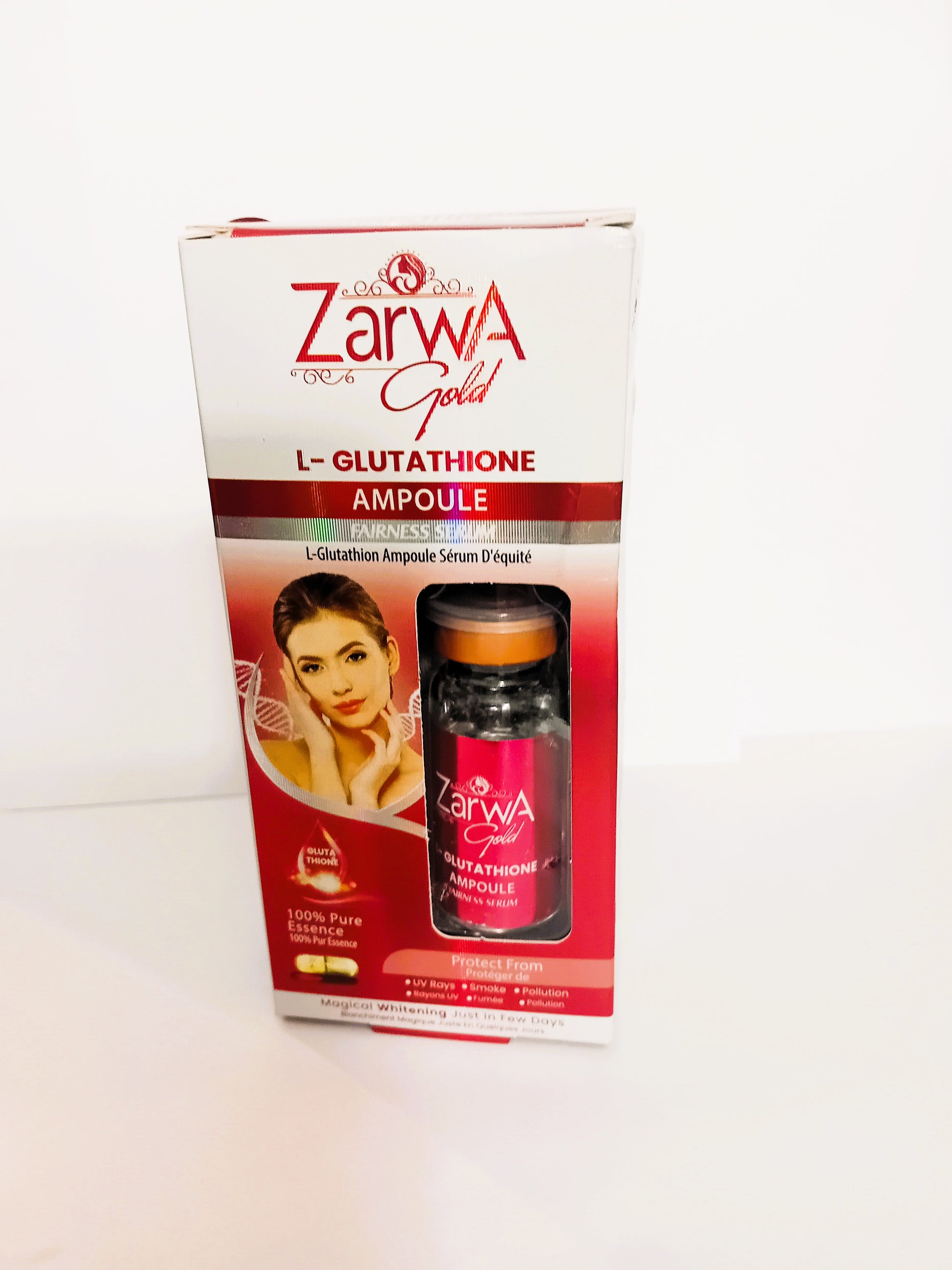 Zarwa Gold L-Glutathione Ampoule packaging on a white background